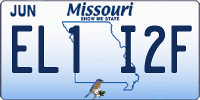 MO license plate EL1I2F