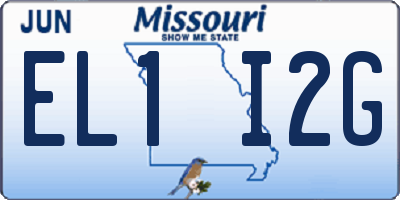 MO license plate EL1I2G