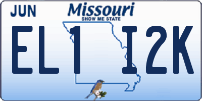 MO license plate EL1I2K