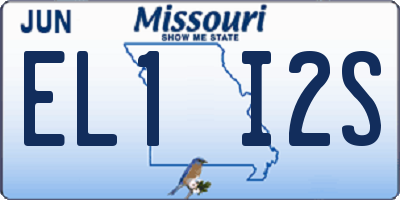 MO license plate EL1I2S