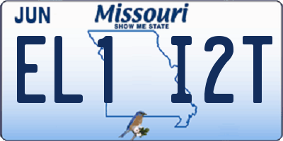MO license plate EL1I2T