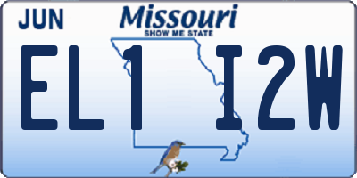 MO license plate EL1I2W
