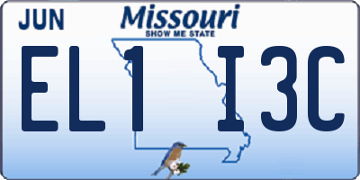 MO license plate EL1I3C