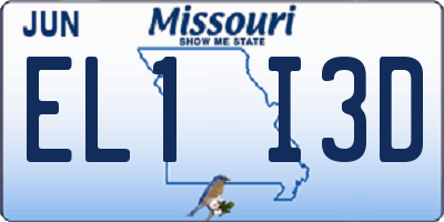 MO license plate EL1I3D