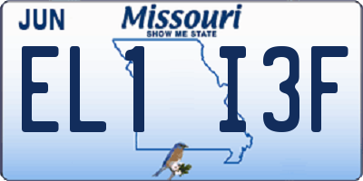 MO license plate EL1I3F