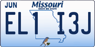 MO license plate EL1I3J