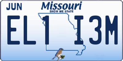 MO license plate EL1I3M