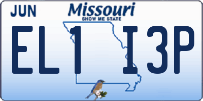 MO license plate EL1I3P