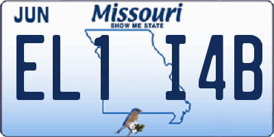 MO license plate EL1I4B