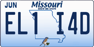 MO license plate EL1I4D