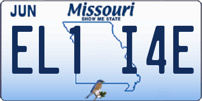 MO license plate EL1I4E