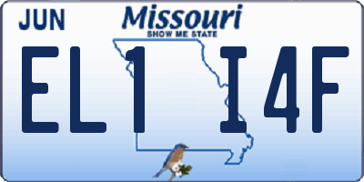 MO license plate EL1I4F