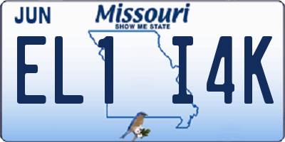 MO license plate EL1I4K