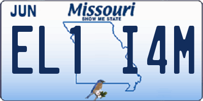 MO license plate EL1I4M
