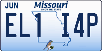 MO license plate EL1I4P
