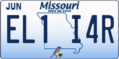 MO license plate EL1I4R