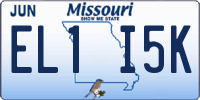 MO license plate EL1I5K