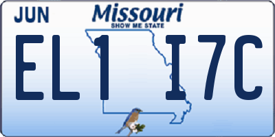 MO license plate EL1I7C