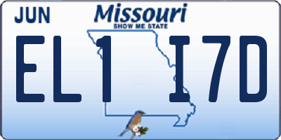 MO license plate EL1I7D