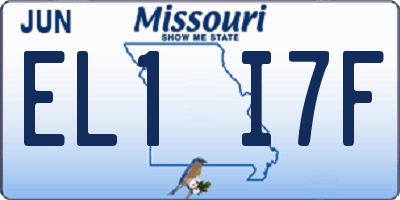MO license plate EL1I7F