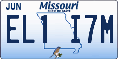 MO license plate EL1I7M