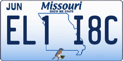 MO license plate EL1I8C