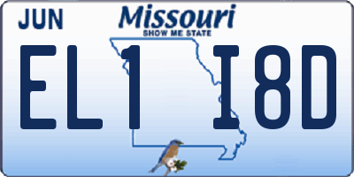 MO license plate EL1I8D