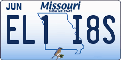 MO license plate EL1I8S