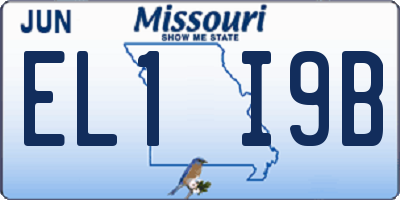 MO license plate EL1I9B