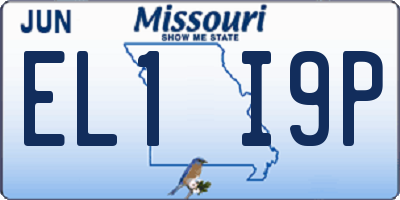 MO license plate EL1I9P