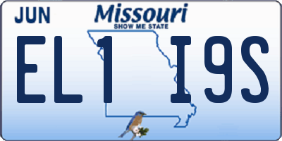 MO license plate EL1I9S