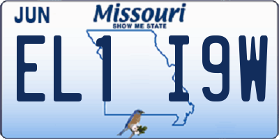 MO license plate EL1I9W