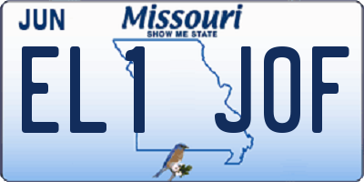 MO license plate EL1J0F