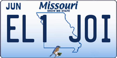 MO license plate EL1J0I