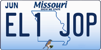 MO license plate EL1J0P