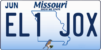 MO license plate EL1J0X