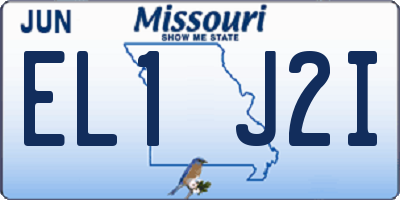 MO license plate EL1J2I