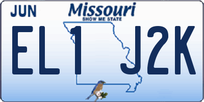MO license plate EL1J2K