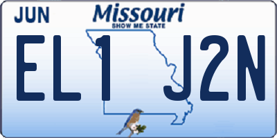 MO license plate EL1J2N