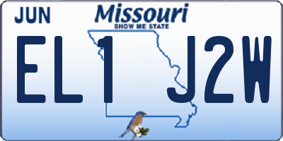 MO license plate EL1J2W