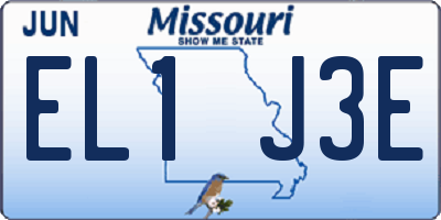 MO license plate EL1J3E