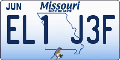MO license plate EL1J3F