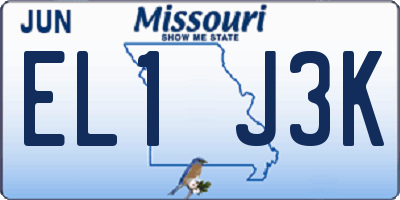 MO license plate EL1J3K