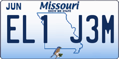 MO license plate EL1J3M