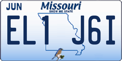 MO license plate EL1J6I