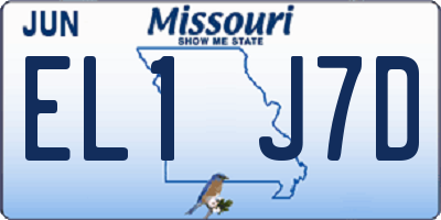 MO license plate EL1J7D