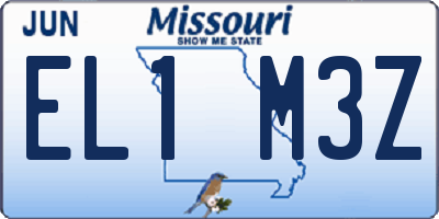 MO license plate EL1M3Z