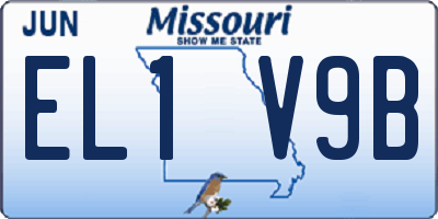 MO license plate EL1V9B