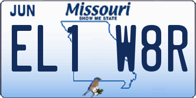 MO license plate EL1W8R