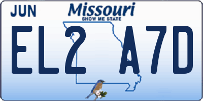 MO license plate EL2A7D